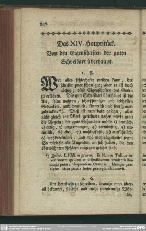 Das XIV. Hauptstück. Von den Eigenschaften der guten Schreibart überhaupt