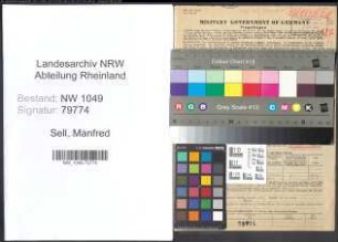 Entnazifizierung Manfred Sell , geb. 19.04.1902 (Lehrer)