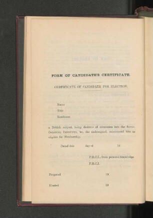 Form of Candidate´s Certificate.