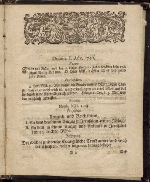 Domin. I. Adv. 1740. - Domin. Cantate.
