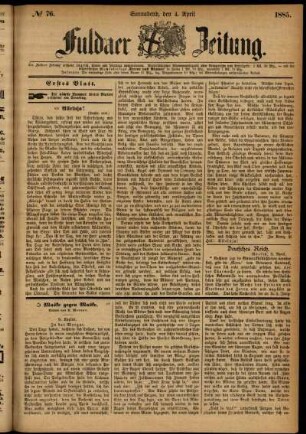 Ausgabe vom Samstag, den 04. April 1885.