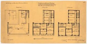 Wohnhaus Kretzer, Berlin-Tiergarten: Grundrisse 2. Obergeschoss, 3. Obergeschoss, Dachgeschoss 1:100