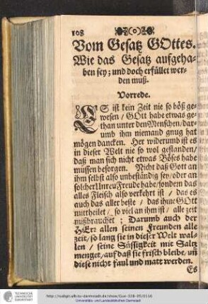 Vom Gesatz Gottes. Wie das Gesatz aufgehaben sey; und doch erfüllet werden muß
