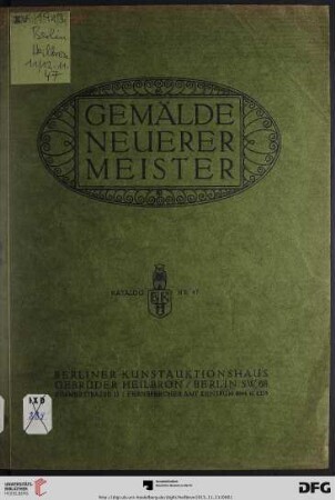 Gemälde neuerer Meister : Versteigerung 11. November 1913, 12. November 1913 (Katalog Nr. 47)