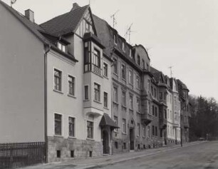 Mylau, Wohnhäuser : Mylau. Wohnhäuser, Ernst-Thälmann-Straße 43/45. Straßenansicht