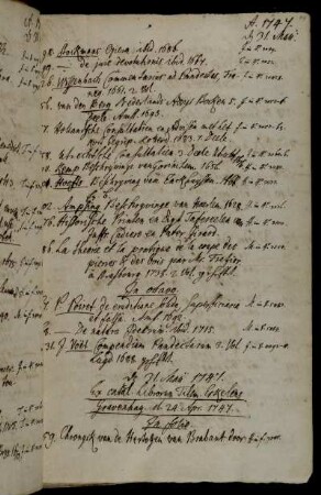 Ex catal. Librorum Tilem. Erkelens Gravenhag. d. 24. Apr. 1747. [Nebst beigefügten Titeln.]