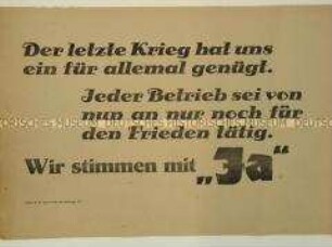 Maueranschlag mit einer Propaganda-Losung zum Volksentscheid in Sachsen