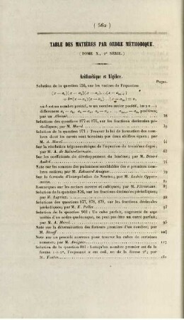 Table des matières par ordre méthodique.