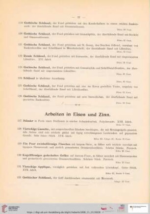 Arbeiten in Eisen und Zinn (Nr. 127 - 136)