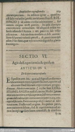 Sectio VI. Agit de Experientia & quidem