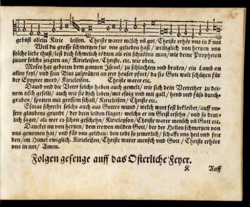 Folgen gesenge auff das Osterliche Feyer.