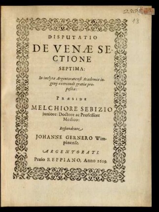 7: Disputatio De Venae Sectione ...