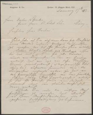 Brief an Ludwig Strecker  an B. Schott's Söhne : 17.01.1882