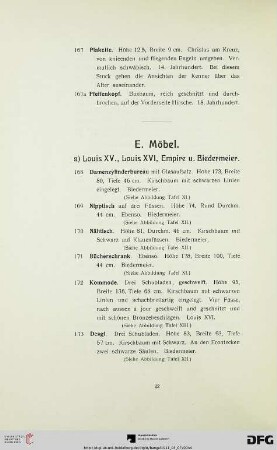 E. Möbel (Nr. 168-224)