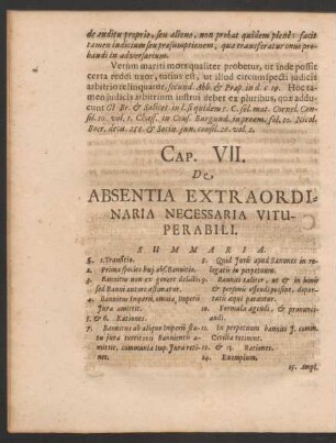 Cap. VII. De Absentia Extraordinaria Necessaria Vituperabili.
