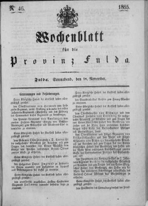 Nr. 46, Ausgabe vom 18. November 1865