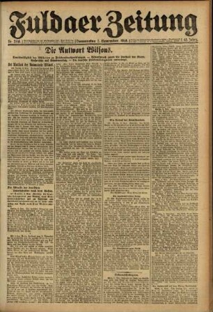 Ausgabe vom Donnerstag, den 07. November 1918.
