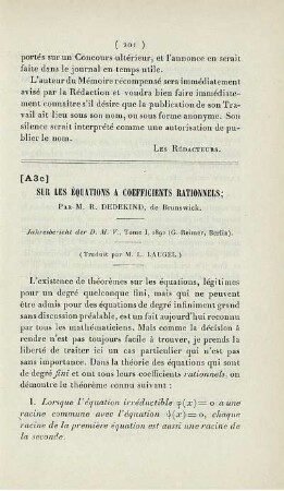 Sur les Équations a Coefficients Rationnels.