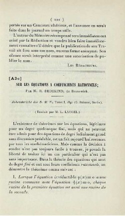 Sur les Équations a Coefficients Rationnels.