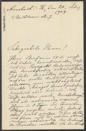 Brief an B. Schott's Söhne : 20.03.1904