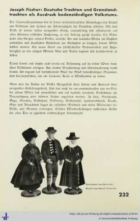 Deutsche Trachten und Grenzlandtrachten als Ausdruck bodenständigen Volkstums.