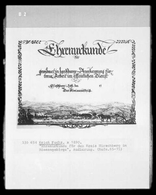 Ehrenkunde für den Kreis Hirschberg im Riesengebirge (Entwurf?)