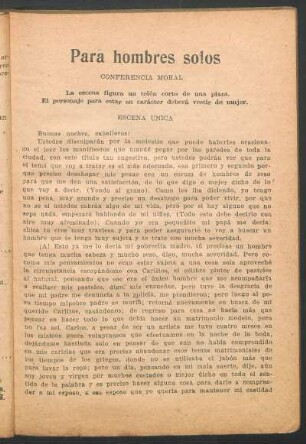 Para hombres solos : Conferencia moral