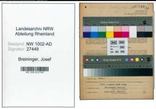 Entnazifizierung Josef Breininger, geb. 27.02.1907 (Schwimmeister)