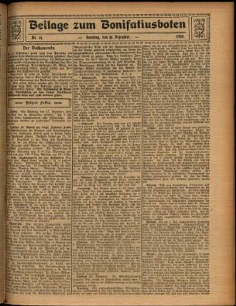 Zweite Ausgabe vom Sonntag, den 16. Dezember 1928.