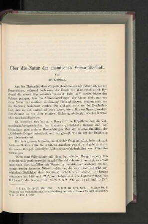 Über die Natur der chemischen Verwandtschaft.