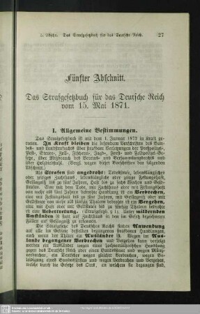 Fünfter Abschnitt. Das Strafgesetzbuch für das Deutsche Reich vom 15. Mai 1871