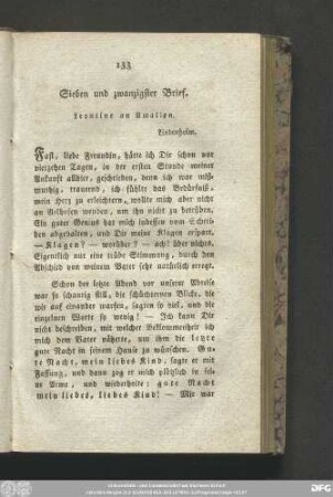 Sieben und zwanzigster Brief. Leontine an Amalien.