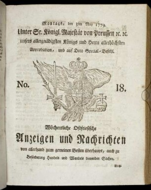 No. 18. Montags, den 3ten May 1779.