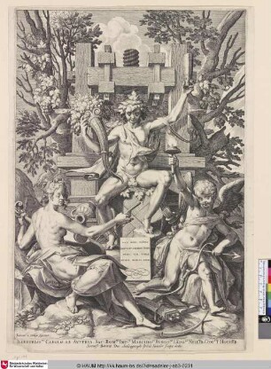[Bacchus auf der Tonne sitzend, unten Amor und die Muse der Musik]