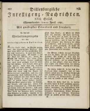 XVII. Stück. Sonnabends: den 25. April. 1795.