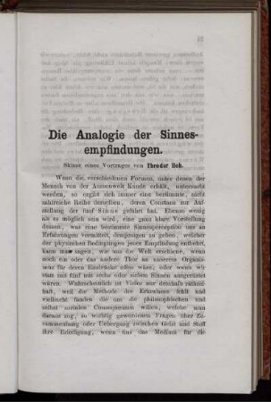 Die Analogie der Sinnesempfindungen.