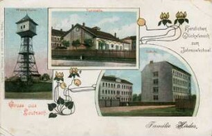 Gruss aus Leutzsch: : Wasserturm ; Turnhalle ; Schule