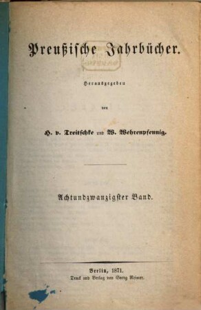 Preußische Jahrbücher. 28, 28. 1871