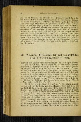 Allgemeine Verfügungen, betreffend das Volksschulwesen in Preußen : (Centralblatt 1866)