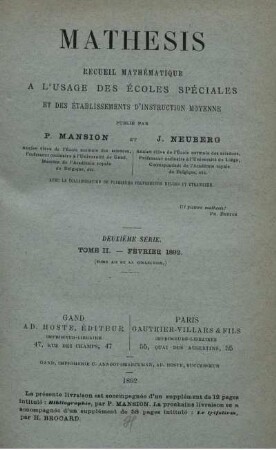 DEUXIÈME SÈRIE. TOME II - FÉVRIER 1892.