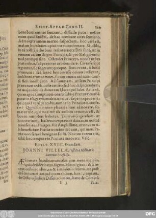 Epist. XVIII. Bruxellam. Ioanni Villelae, Iustitiae Militaris Summo Praefecto.