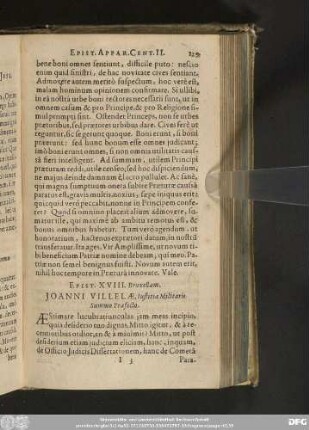 Epist. XVIII. Bruxellam. Ioanni Villelae, Iustitiae Militaris Summo Praefecto.
