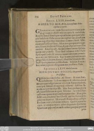 Epistola LXIV. Mediolanum. Hieronymo Bossio, Eloquentiae Professori.