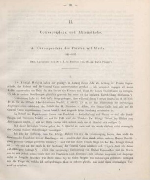 A. Correspondenz des Fürsten mit Steitz. 1811 - 1817