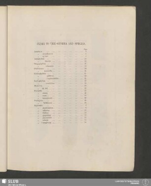 Index To The Genera And Species