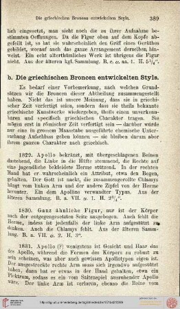 b. Die griechischen Broncen entwickelten Stils (Nr. 1829-2152)