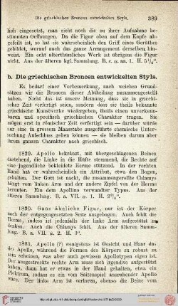 b. Die griechischen Broncen entwickelten Stils (Nr. 1829-2152)