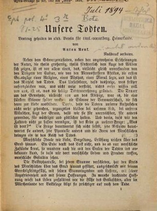 Bote für Tirol und Vorarlberg. 1894,[13] = Extra-Beilage "Renk, Anton: Unsere Todten"