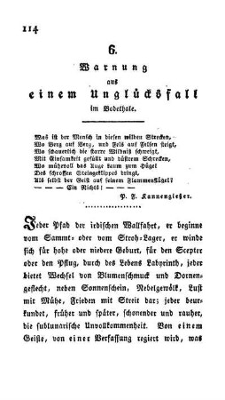 6. Warnung aus einem Unglücksfall im Bodethale.