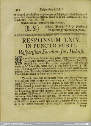 Responsum LXIV. In Puncto Furti